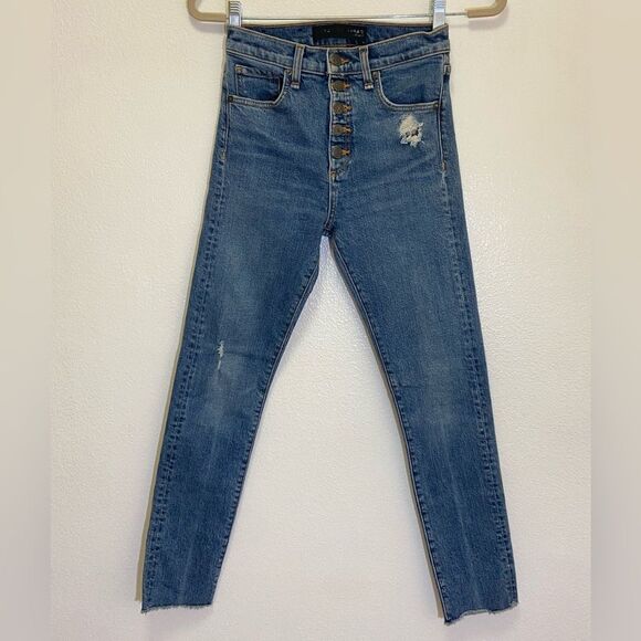 Veronica Beard - Terrain Wash Distressed Frayed Skinny Jeans - size 24